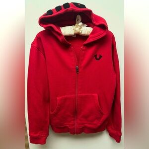 True Religion Red Kids Hoodie with Black Details